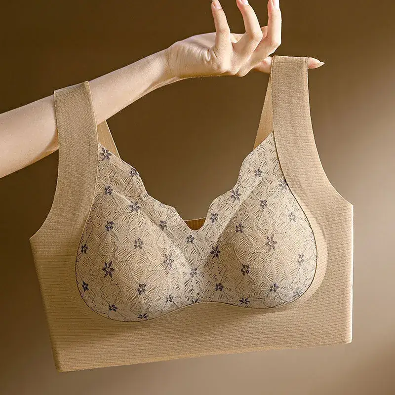 New Lila America Back Underwear Women's Anti-gravity Seamless Fixed Cup Soft Support Nest Lace Bra - Image 7