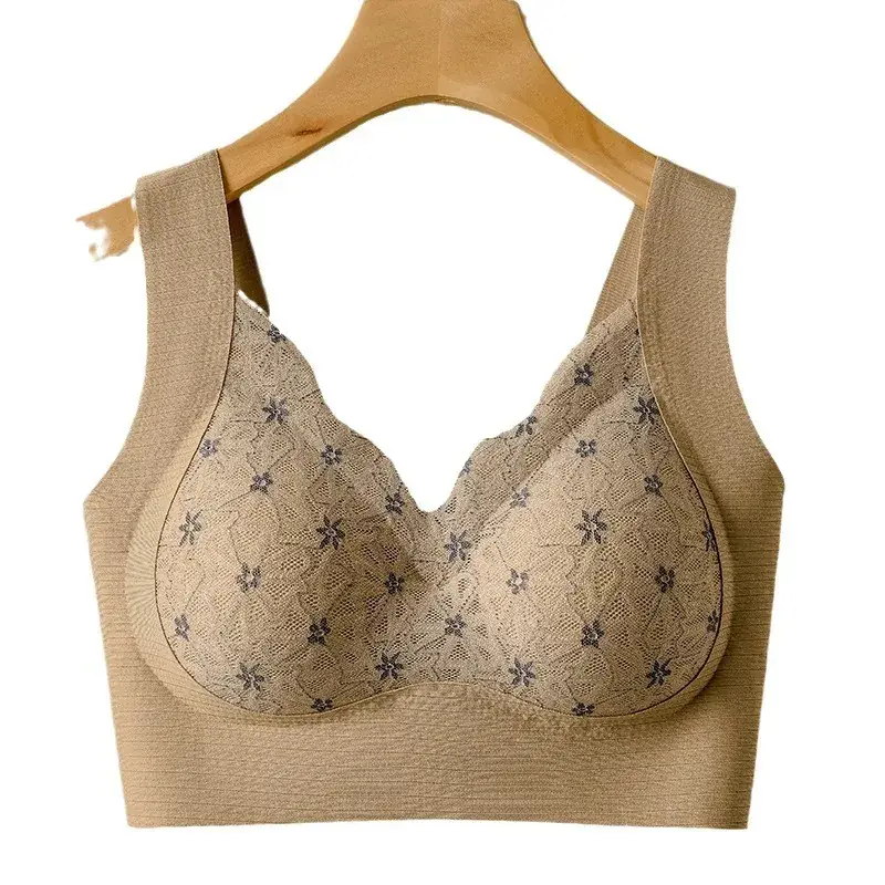 New Lila America Back Underwear Women's Anti-gravity Seamless Fixed Cup Soft Support Nest Lace Bra - Image 10