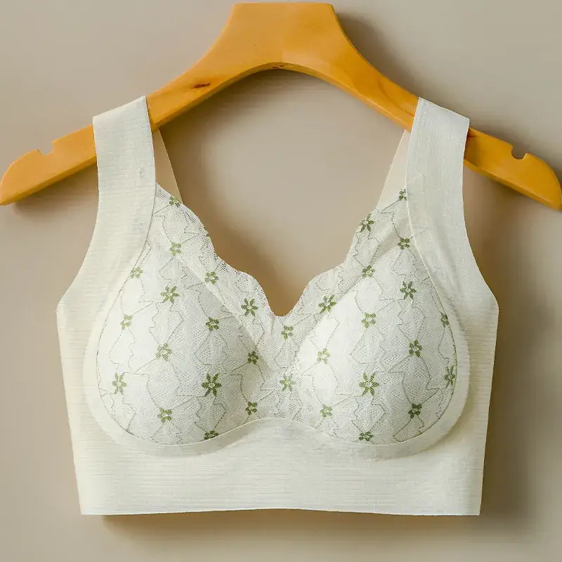 New Lila America Back Underwear Women's Anti-gravity Seamless Fixed Cup Soft Support Nest Lace Bra - Image 2
