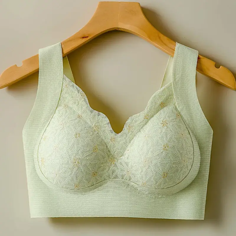 New Lila America Back Underwear Women's Anti-gravity Seamless Fixed Cup Soft Support Nest Lace Bra - Image 4