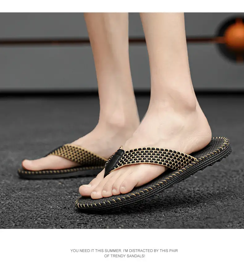Foreign Trade Summer Leisure Slippers Men's Fashion Trend Beach Flip Flops Home Outdoor Thailand Vietnam Beach Sandals — feature 11