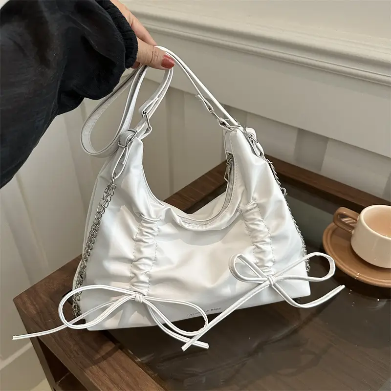 Silver Bow Shoulder Bag for Women 2024 Spring New - Image 8