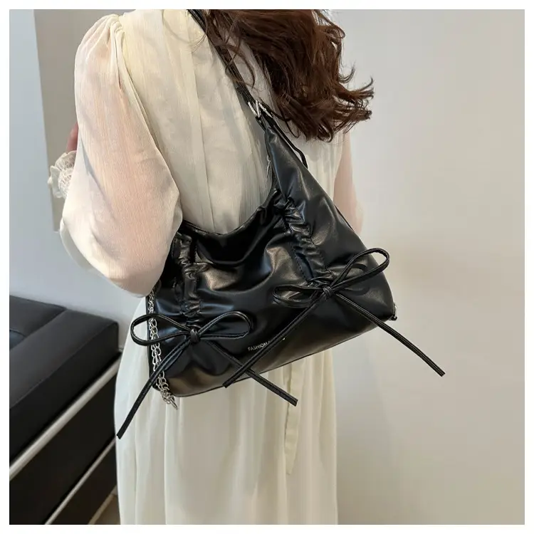 Silver Bow Shoulder Bag for Women 2024 Spring New — feature 14