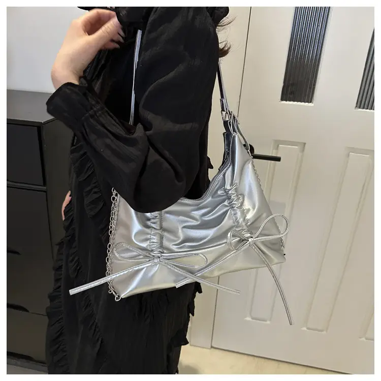 Silver Bow Shoulder Bag for Women 2024 Spring New — feature 17