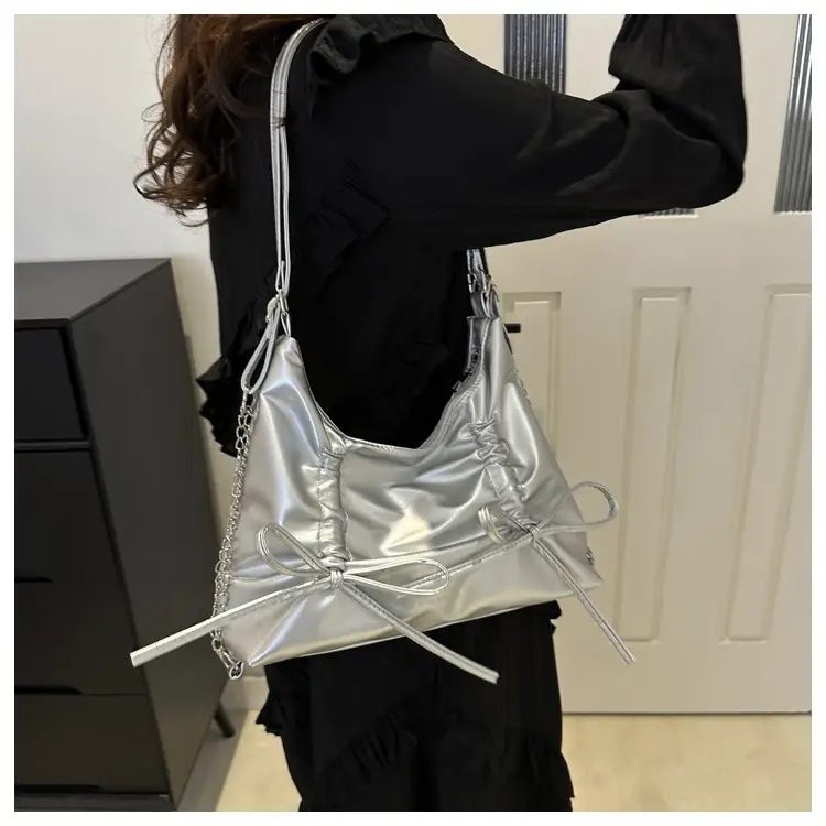 Silver Bow Shoulder Bag for Women 2024 Spring New — feature 18