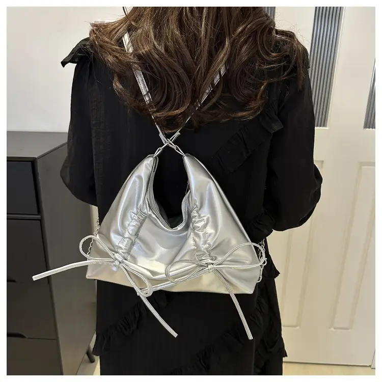 Silver Bow Shoulder Bag for Women 2024 Spring New — feature 19