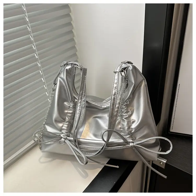 Silver Bow Shoulder Bag for Women 2024 Spring New — feature 23