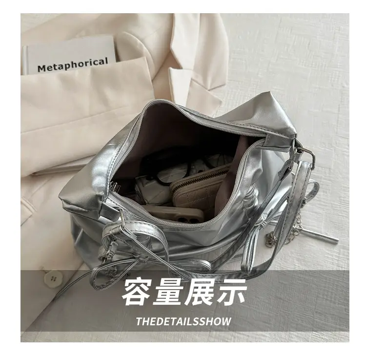 Silver Bow Shoulder Bag for Women 2024 Spring New — feature 6