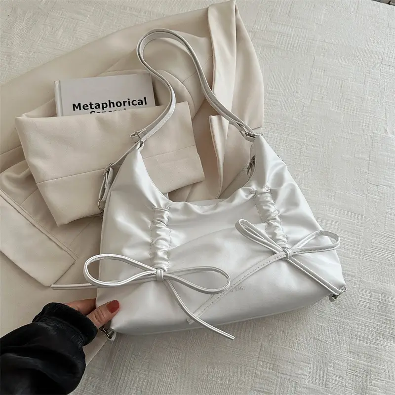 Silver Bow Shoulder Bag for Women 2024 Spring New - Image 2