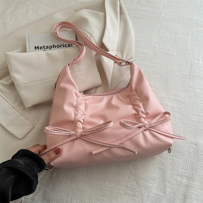 Silver Bow Shoulder Bag for Women 2024 Spring New - Image 4
