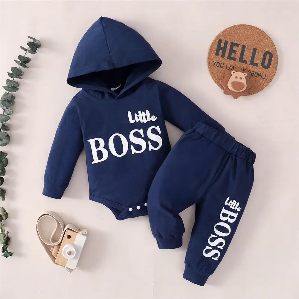 Red Boss Print Baby Hooded Suit for Boys Girls — feature 15