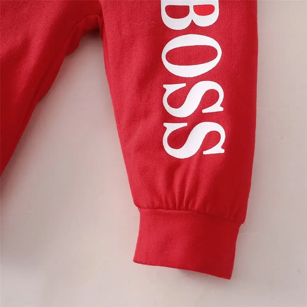 Red Boss Print Baby Hooded Suit for Boys Girls — feature 8
