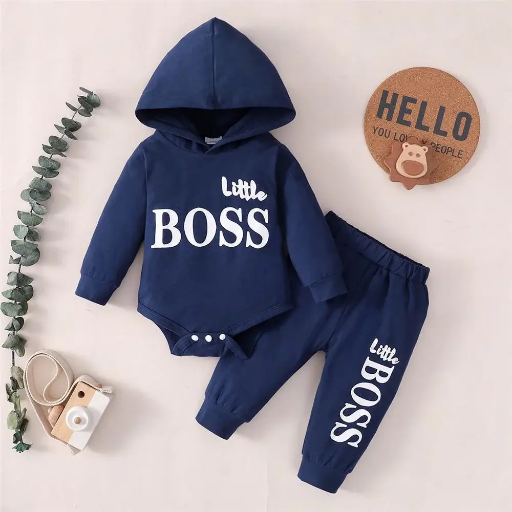 Red Boss Print Baby Hooded Suit for Boys Girls — feature 9