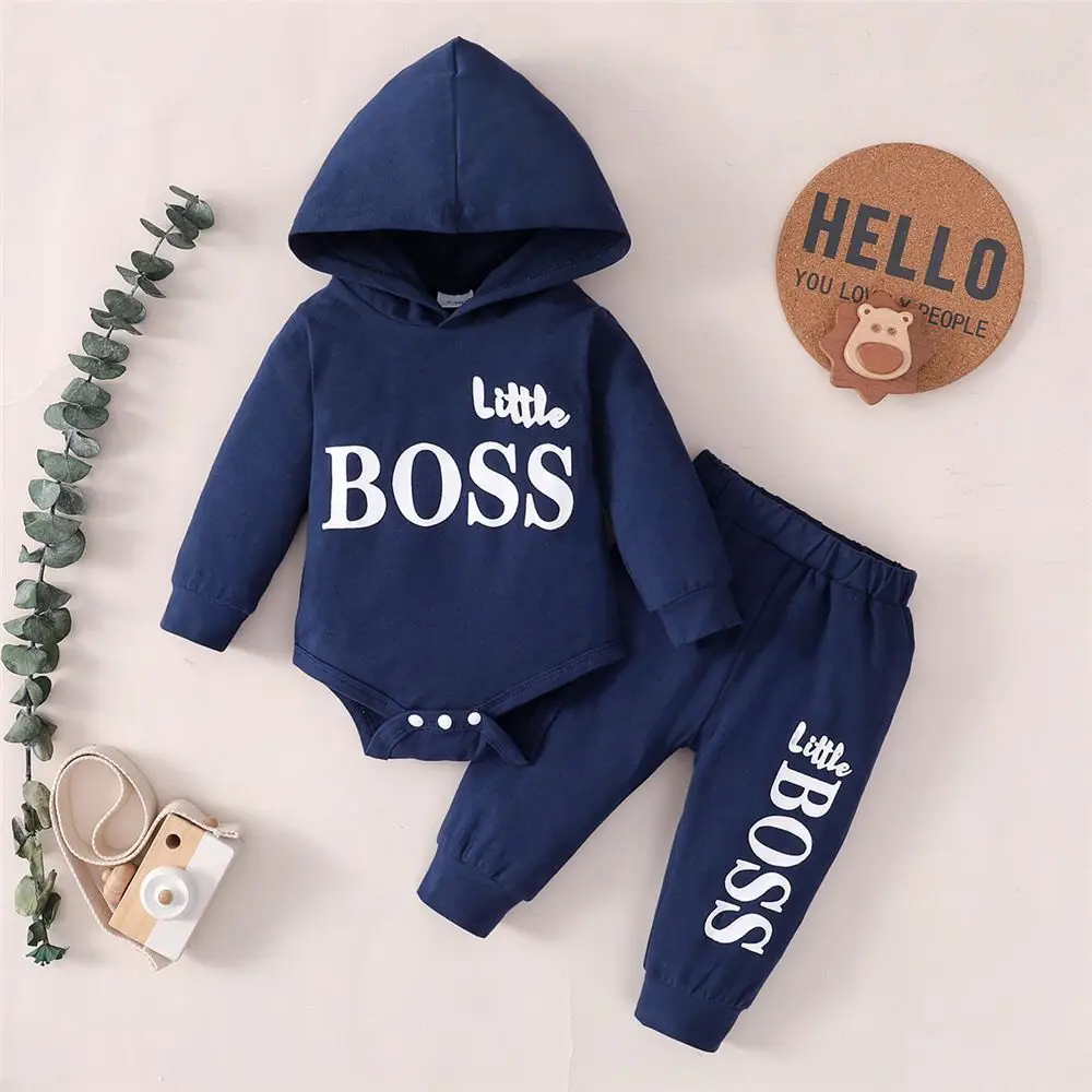 Red Boss Print Baby Hooded Suit for Boys Girls - Image 2