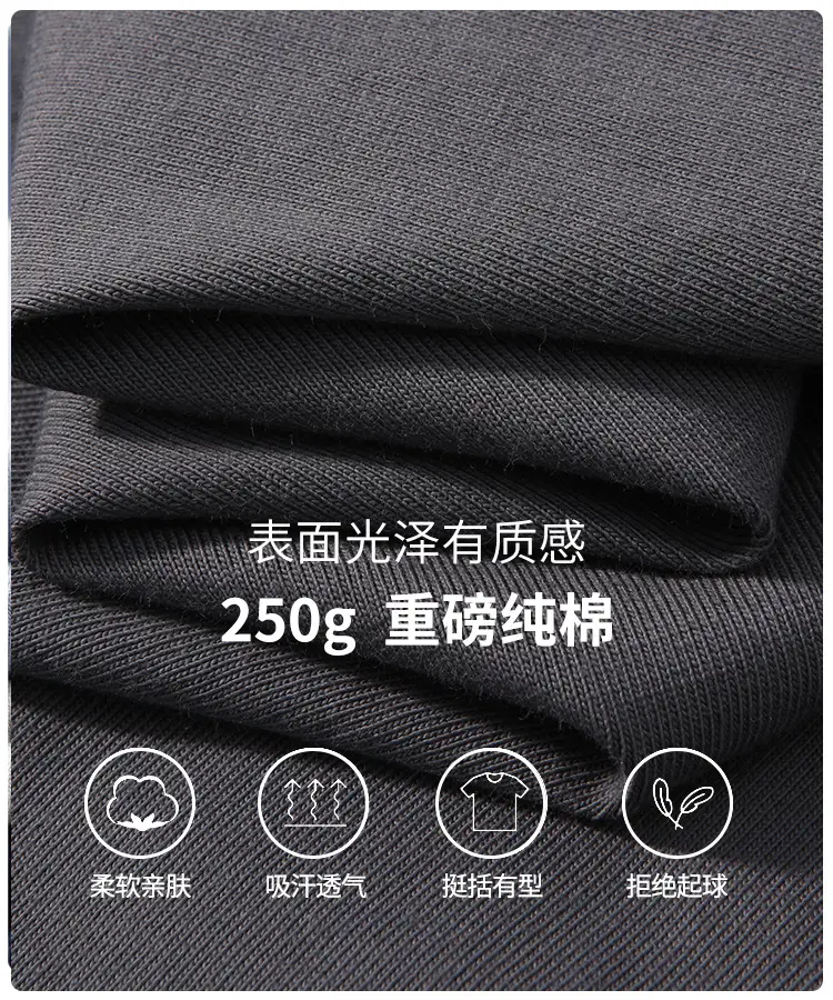 250G Cotton T-Shirt Men Women Loose Solid Beige — feature 10