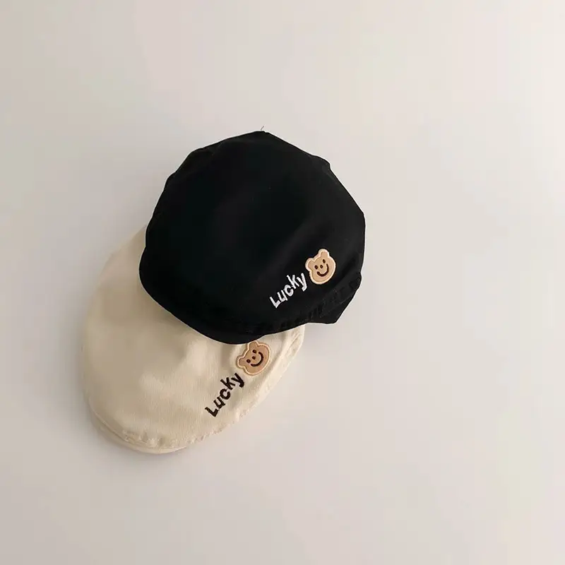 Yipan Women's Beige Peaked Cap with Button