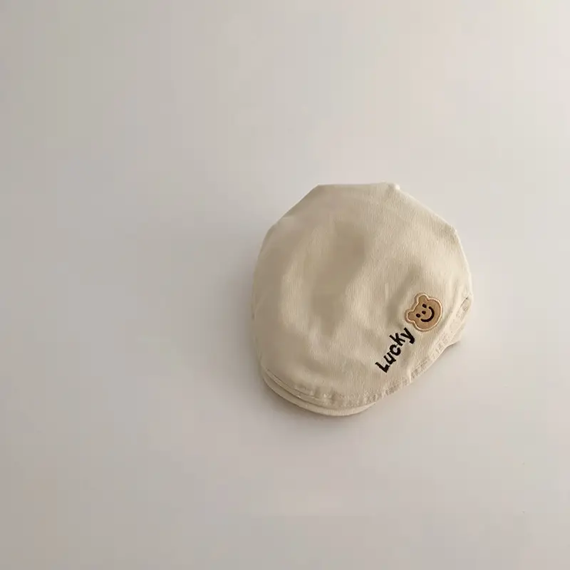 Yipan Women's Beige Peaked Cap with Button