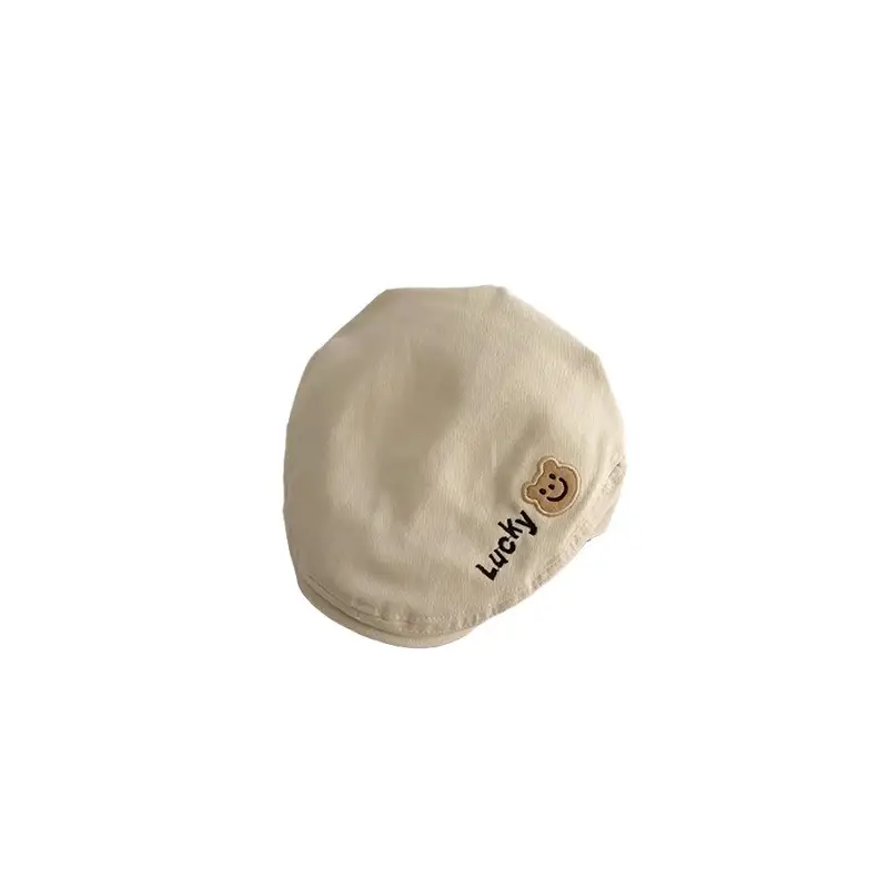 Yipan Women's Beige Peaked Cap with Button