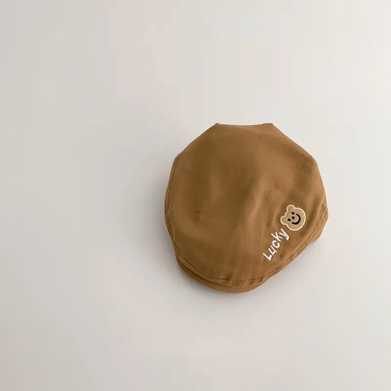 Yipan Women's Beige Peaked Cap with Button