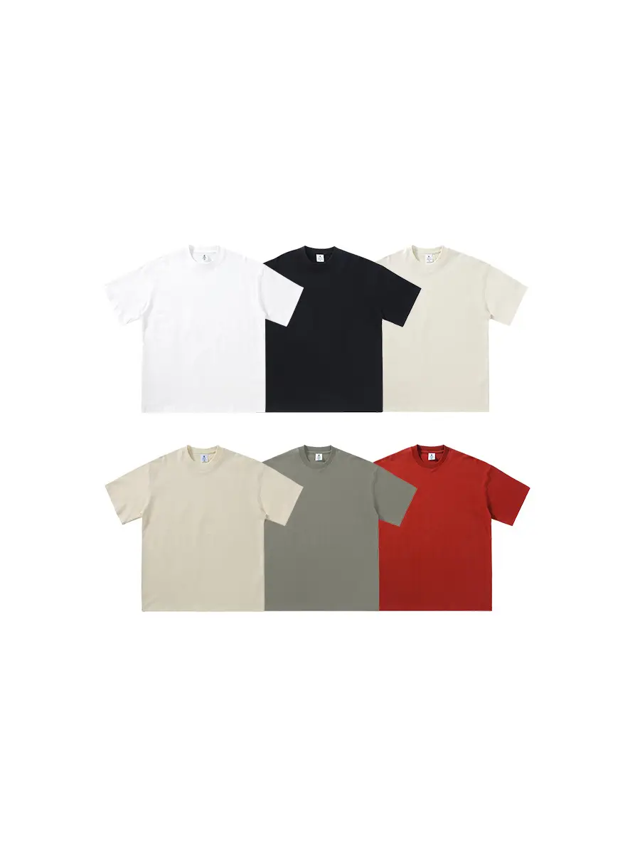 240g Pure Cotton T-Shirt Men Women Solid Color Loose Fit Drop Shoulder