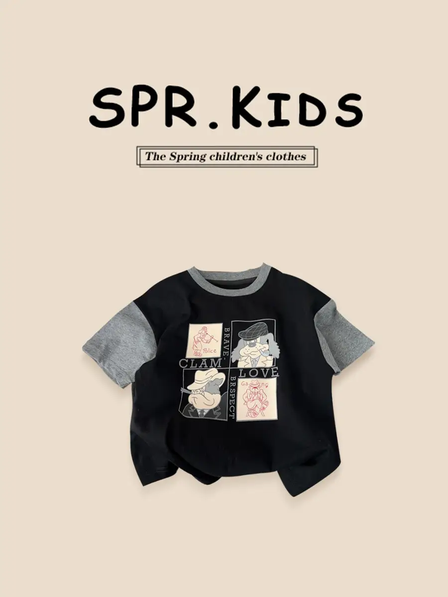 Boys 2026 Cartoon T-Shirt Grey Short Sleeve Toddler - Image 2