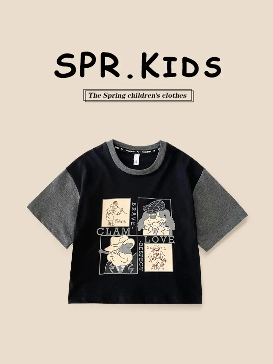 Boys 2026 Cartoon T-Shirt Grey Short Sleeve Toddler - Image 3