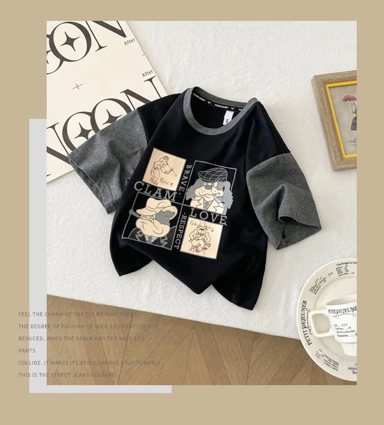 Boys 2026 Cartoon T-Shirt Grey Short Sleeve Toddler — feature 9