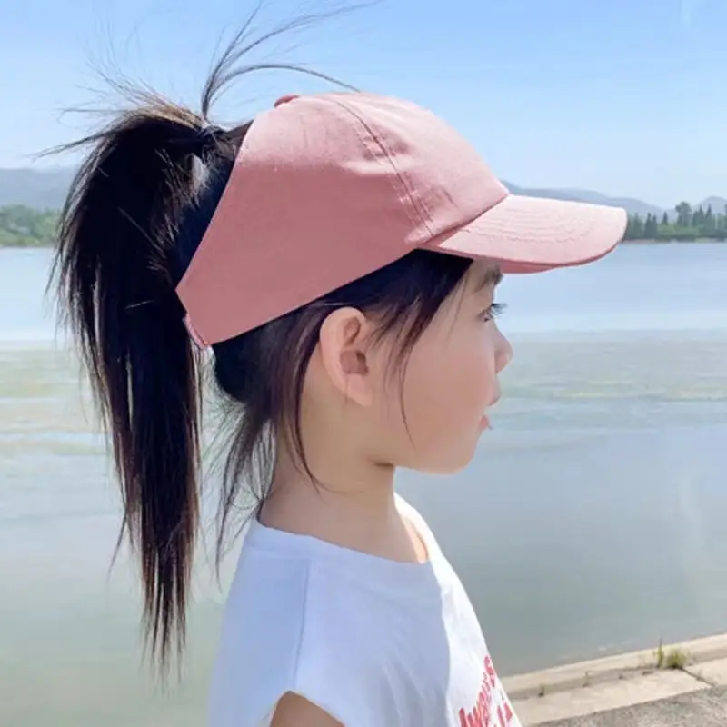 Girls Beige Anti-UV Baseball Cap with Cap Back - Image 7
