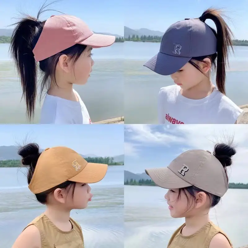 Girls Beige Anti-UV Baseball Cap with Cap Back — feature 1