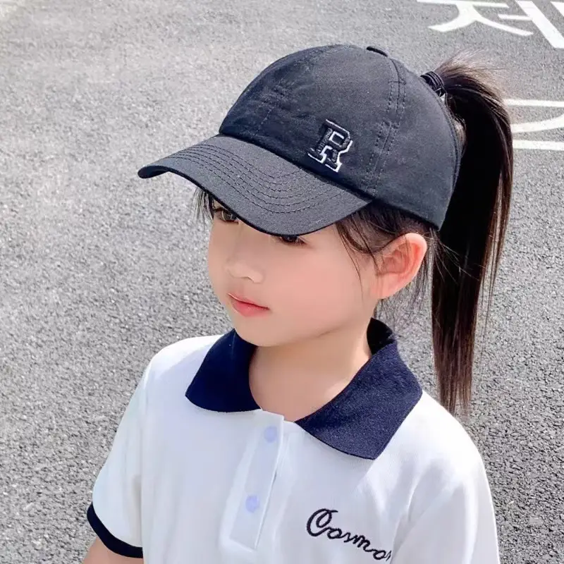Girls Beige Anti-UV Baseball Cap with Cap Back — feature 3