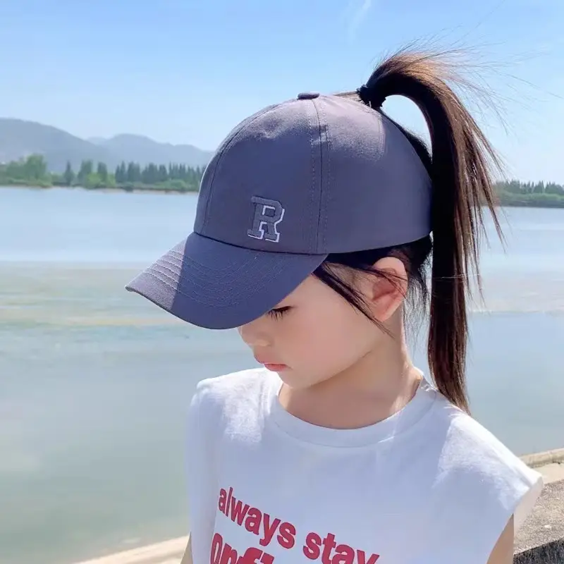 Girls Beige Anti-UV Baseball Cap with Cap Back — feature 4