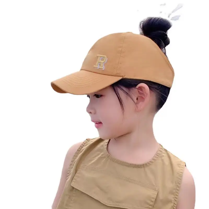 Girls Beige Anti-UV Baseball Cap with Cap Back — feature 5