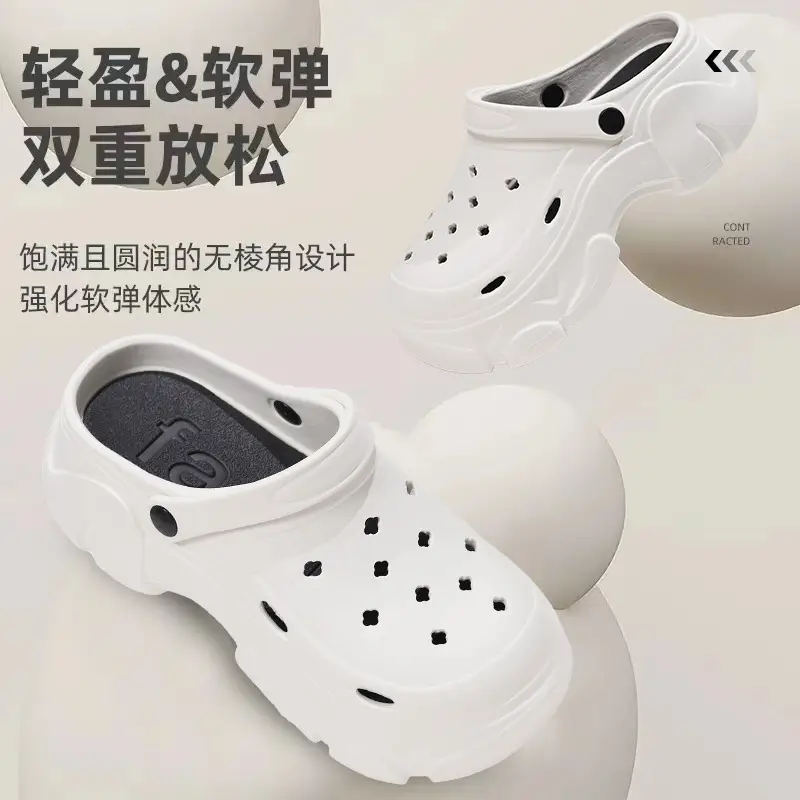 8CM high heel hole shoes women's summer outdoor wear thick bottom breathable two-way platform slippers non-slip beach slippers - Image 7