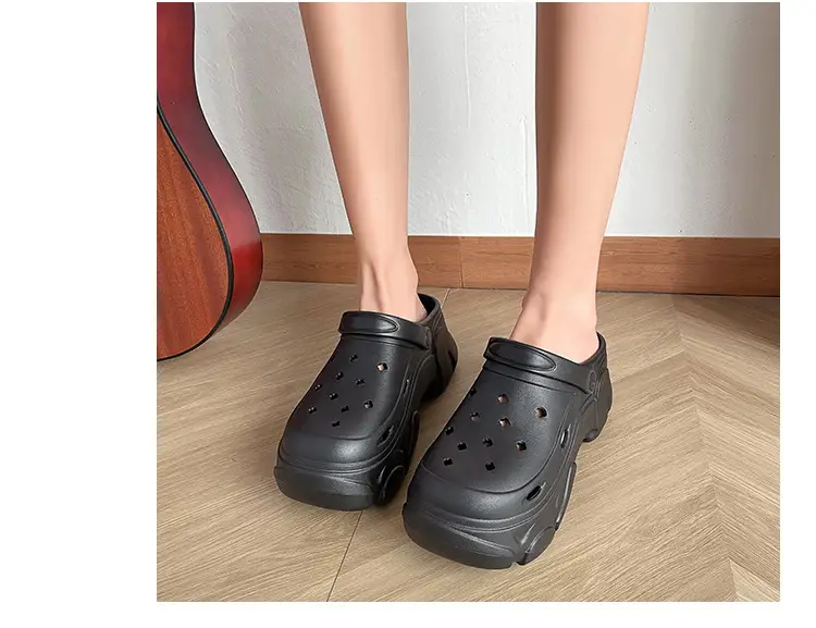 8CM high heel hole shoes women's summer outdoor wear thick bottom breathable two-way platform slippers non-slip beach slippers — feature 14