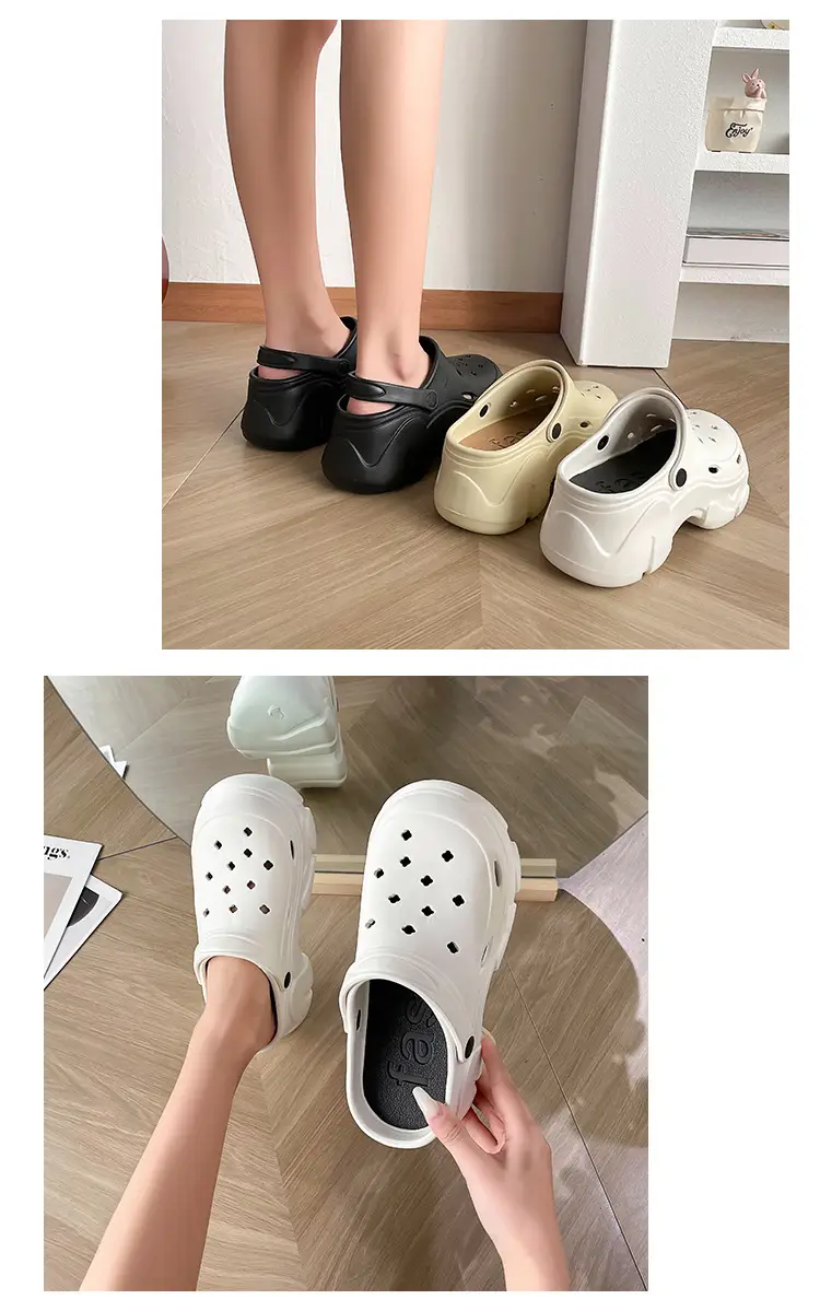 8CM high heel hole shoes women's summer outdoor wear thick bottom breathable two-way platform slippers non-slip beach slippers — feature 16