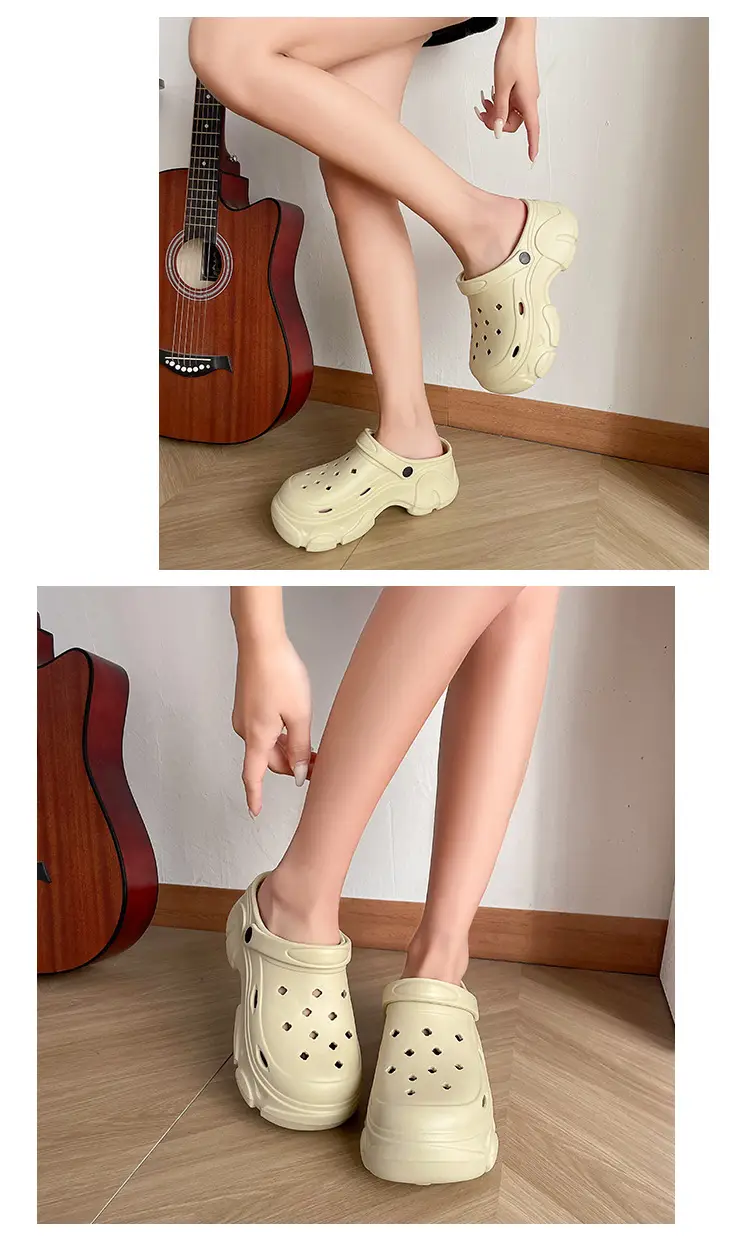 8CM high heel hole shoes women's summer outdoor wear thick bottom breathable two-way platform slippers non-slip beach slippers — feature 20