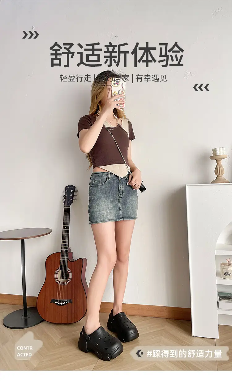 8CM high heel hole shoes women's summer outdoor wear thick bottom breathable two-way platform slippers non-slip beach slippers — feature 3