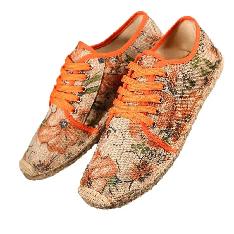 Hemp sole shoes fashionable breathable canvas shoes men's fashionable morning glory all-match fisherman shoes women's simple hand-stitched hemp rope