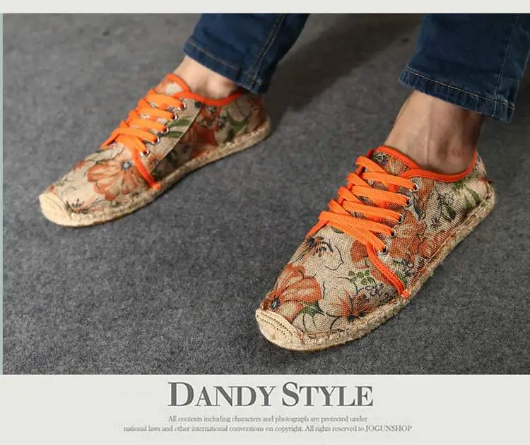 Hemp sole shoes fashionable breathable canvas shoes men's fashionable morning glory all-match fisherman shoes women's simple hand-stitched hemp rope — feature 10