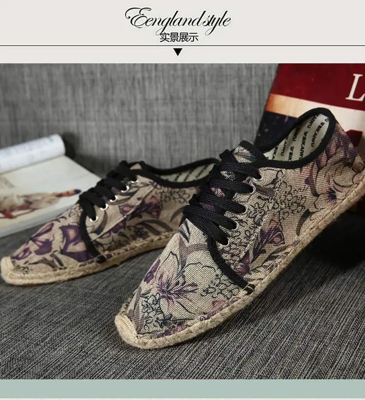 Hemp sole shoes fashionable breathable canvas shoes men's fashionable morning glory all-match fisherman shoes women's simple hand-stitched hemp rope — feature 11