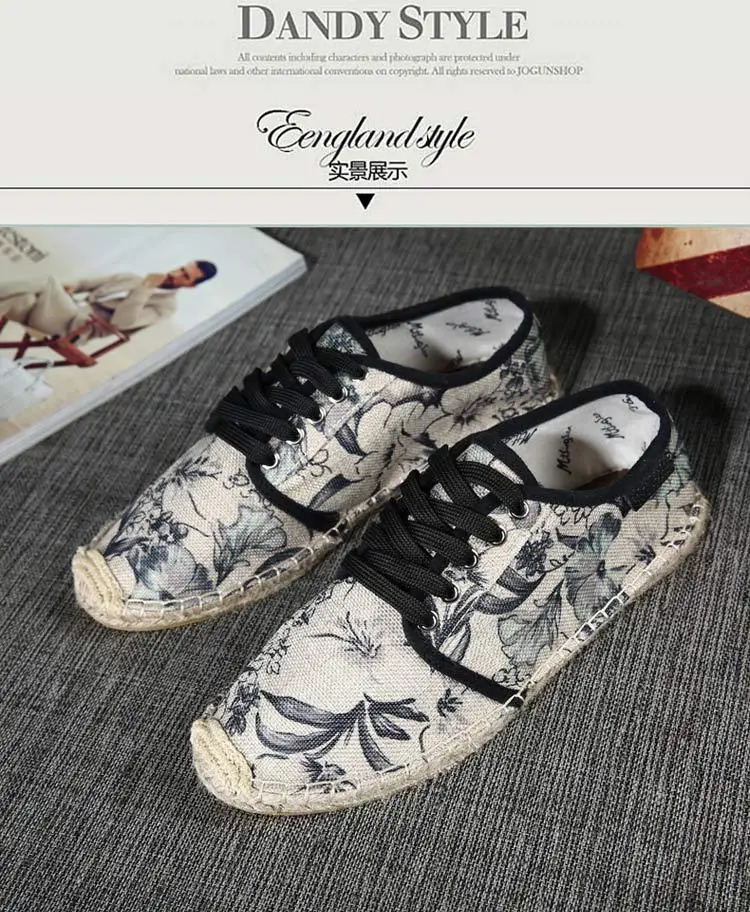 Hemp sole shoes fashionable breathable canvas shoes men's fashionable morning glory all-match fisherman shoes women's simple hand-stitched hemp rope — feature 16