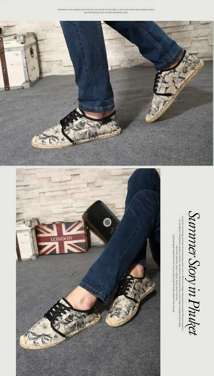 Hemp sole shoes fashionable breathable canvas shoes men's fashionable morning glory all-match fisherman shoes women's simple hand-stitched hemp rope — feature 19