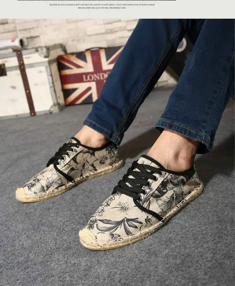 Hemp sole shoes fashionable breathable canvas shoes men's fashionable morning glory all-match fisherman shoes women's simple hand-stitched hemp rope — feature 20