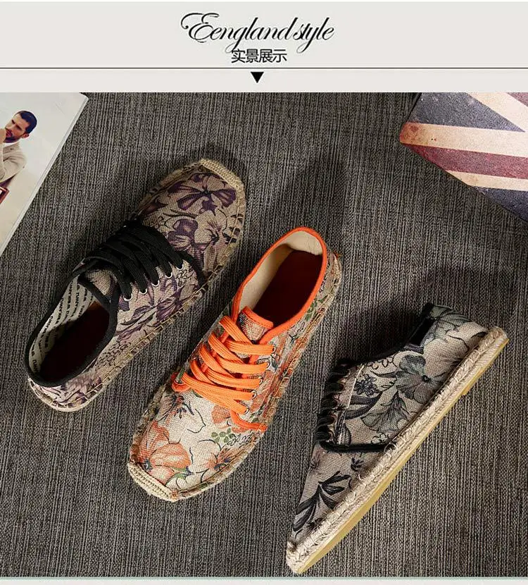 Hemp sole shoes fashionable breathable canvas shoes men's fashionable morning glory all-match fisherman shoes women's simple hand-stitched hemp rope — feature 6
