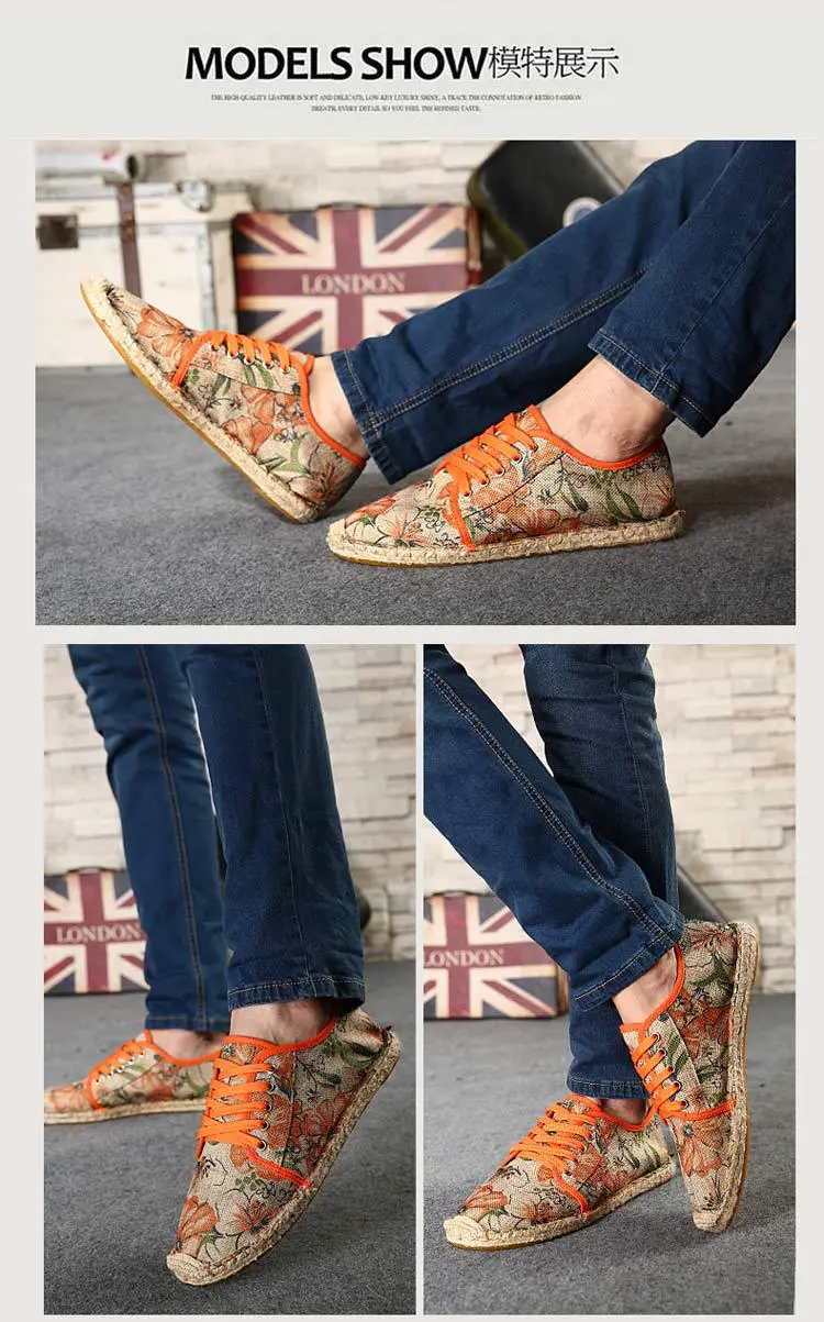 Hemp sole shoes fashionable breathable canvas shoes men's fashionable morning glory all-match fisherman shoes women's simple hand-stitched hemp rope — feature 8