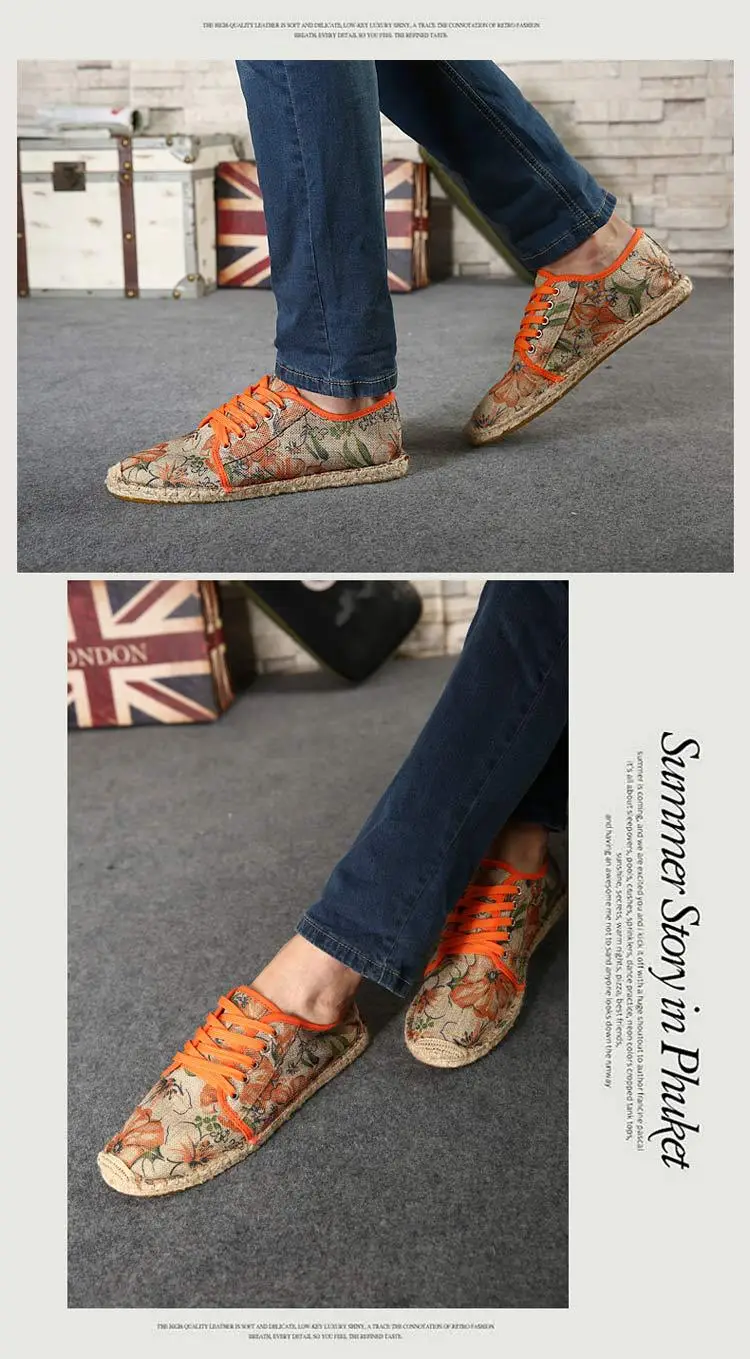 Hemp sole shoes fashionable breathable canvas shoes men's fashionable morning glory all-match fisherman shoes women's simple hand-stitched hemp rope — feature 9
