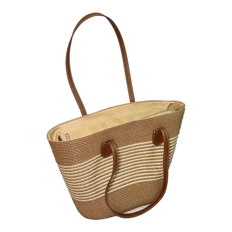 Summer Straw Commuter Bag Large Capacity Beige - Image 16