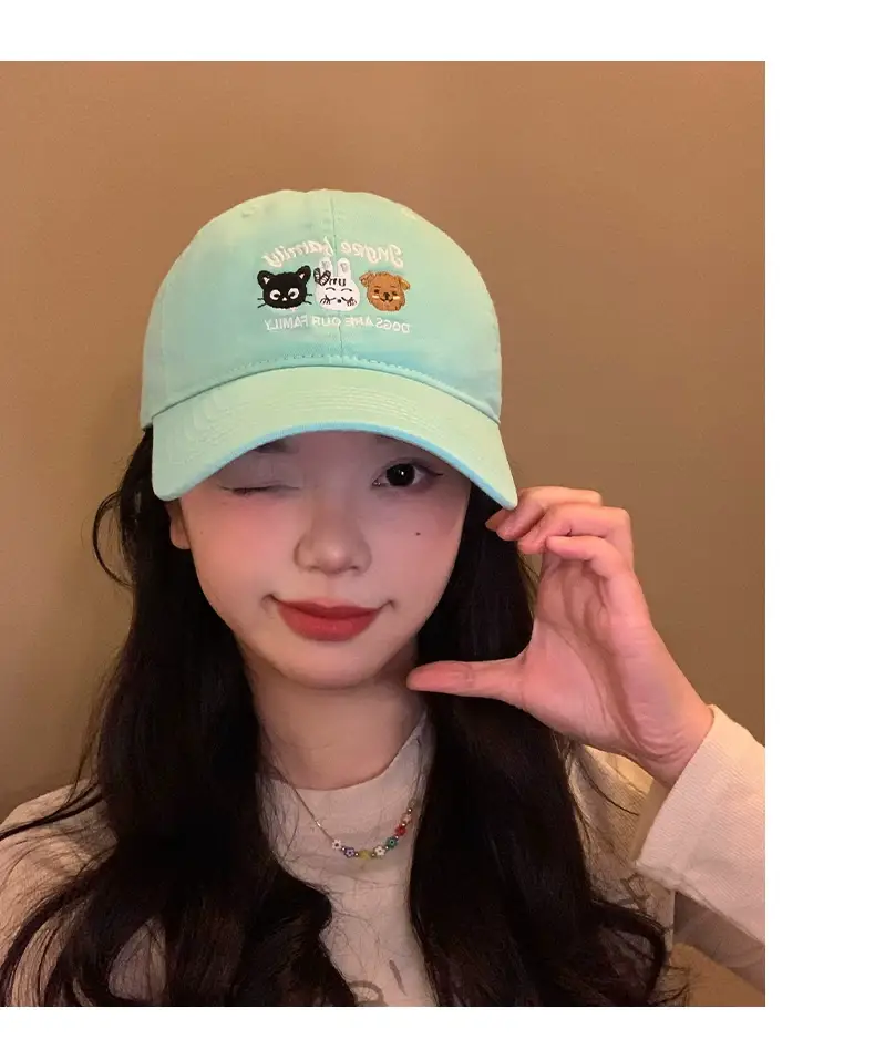 Green Embroidered Women's Korean Cap Big Head Wide Brim — feature 7