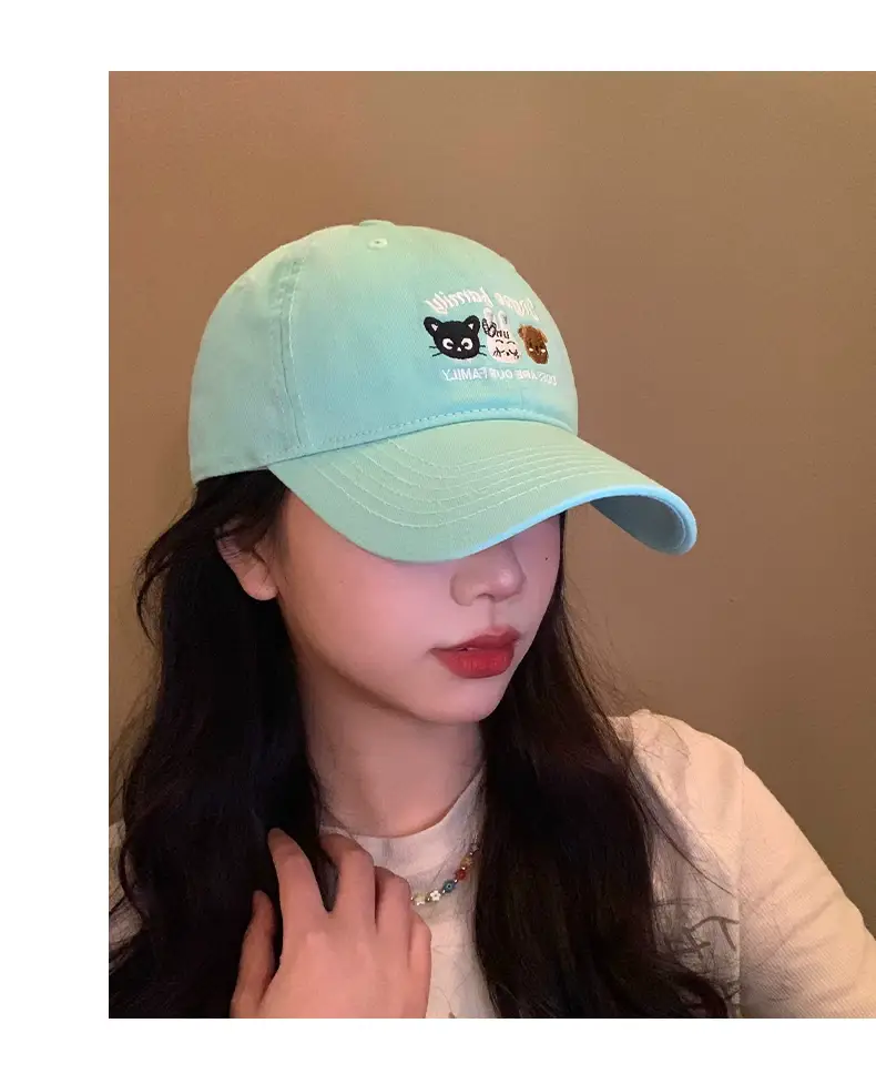 Green Embroidered Women's Korean Cap Big Head Wide Brim — feature 8