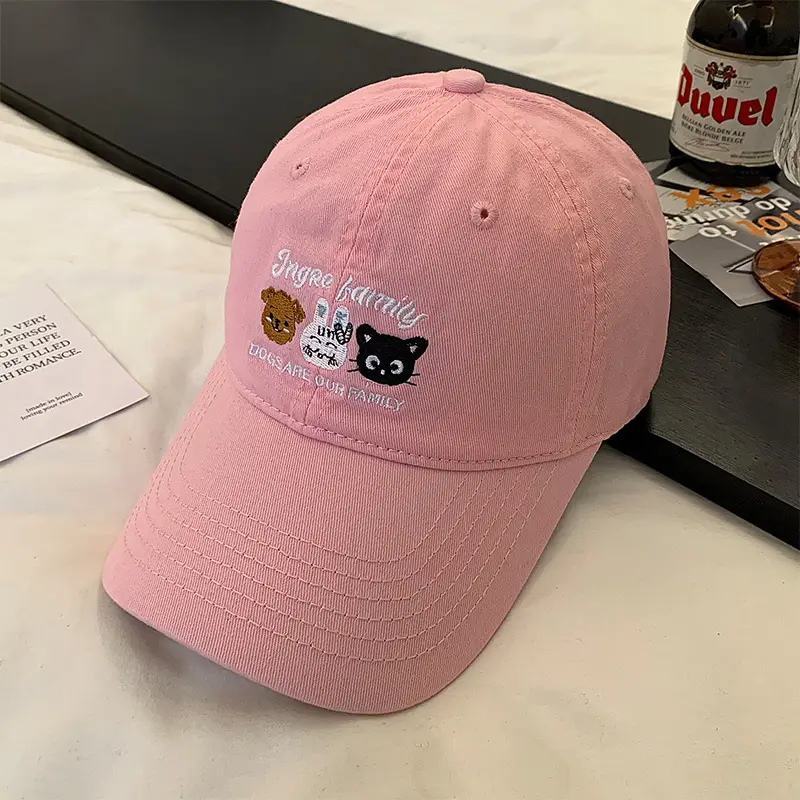 Green Embroidered Women's Korean Cap Big Head Wide Brim